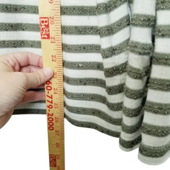Chicos Womens Striped Long Sleeve Top Size 3 (L) Green & White Sequin‎ Accents - Picture 6 of 8